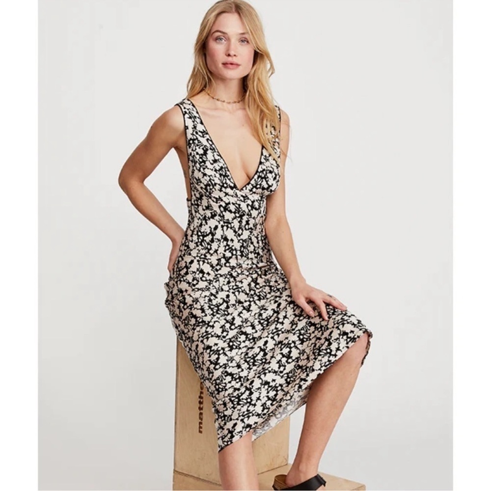 NWT Free People Oh La La Bias Midi Floral Dress Jet Combo size 2 - Picture 6 of 16